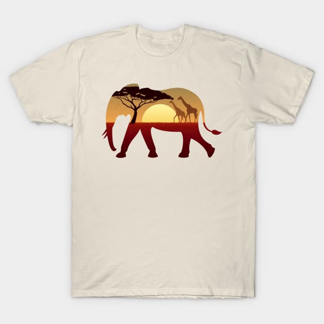 Elephant Landscape T-Shirt by Malchev